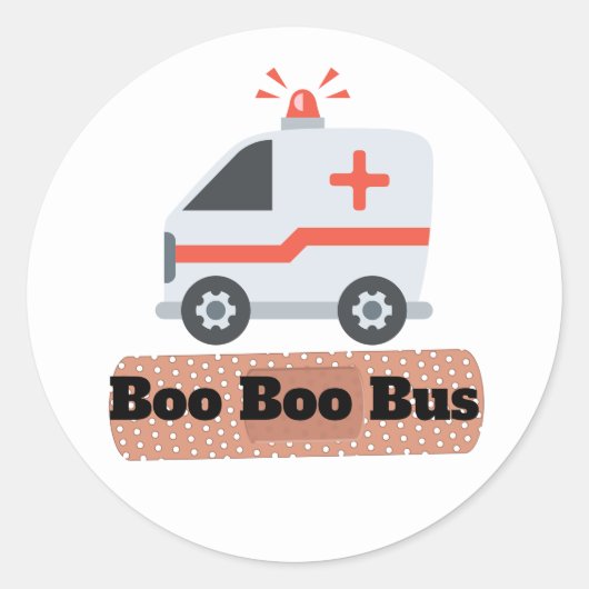 Ambulance Boo Boo Bus, EMS Spaß Runder Aufkleber (Vorderseite)