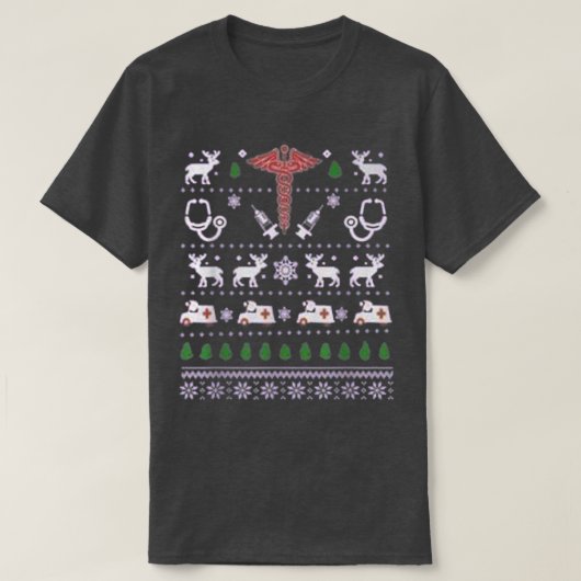 Ambulance Christmas Tree AMR Deer Xmas Snow T-Shirt (Design vorne)