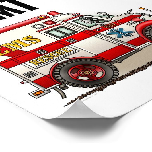 Ambulance EMT Vehicles Poster (Ecke)