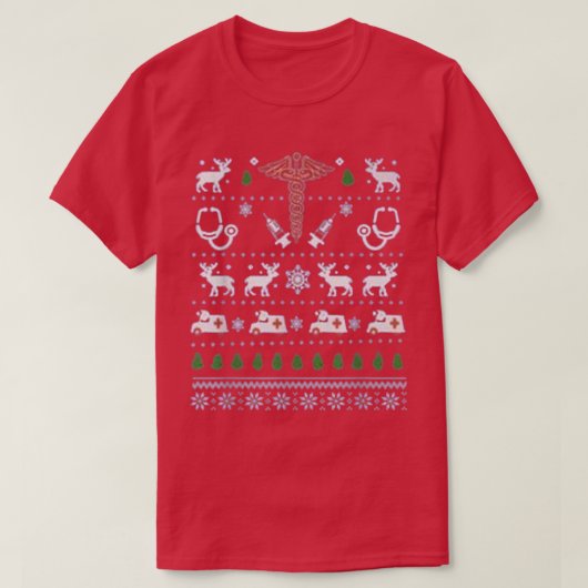 Ambulance Weihnachtsbaum AMR. Deer Xmas Snow T-Shirt (Design vorne)