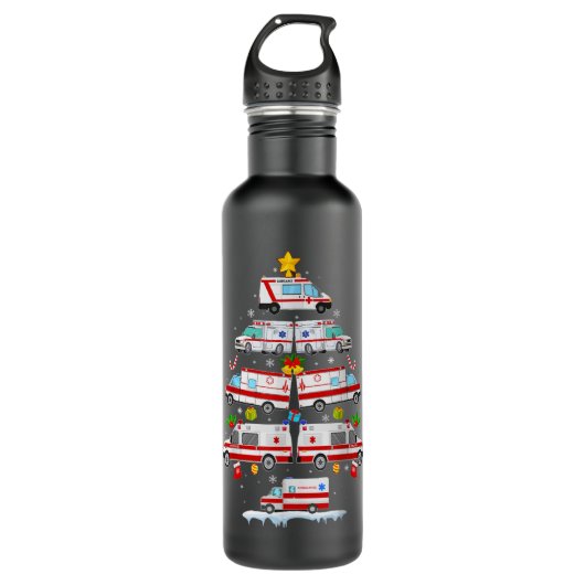 Ambulance Weihnachtsbaum AMR. Funny EMS EMT Parame Edelstahlflasche (Vorderseite)
