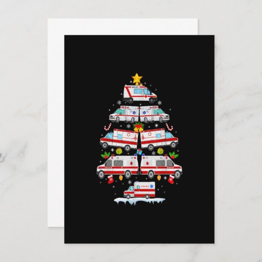Ambulance Weihnachtsbaum AMR. Funny EMS EMT Parame Einladung (Vorne/Hinten)