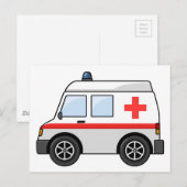 Ambulanz für Rot und Weiß-Cartoon Postkarte (Vorne/Hinten)