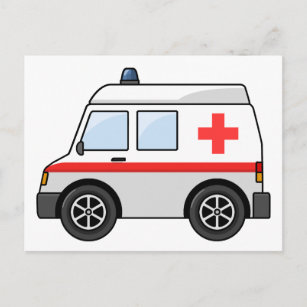 Ambulanz für Rot und Weiß-Cartoon Postkarte