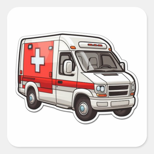 Ambulanzaufkleber - Geschenk für EMT und Sanitäter Quadratischer Aufkleber (Vorderseite)