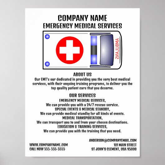 Ambulanzdesign, EMT, paramedic Poster (Vorne)