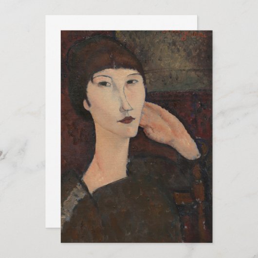 Amedeo Modigliani - Adrienne (Frau mit Bangs) Einladung (Vorne/Hinten)