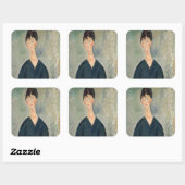 Amedeo Modigliani - Cafe Sängerin Quadratischer Aufkleber (Blatt)