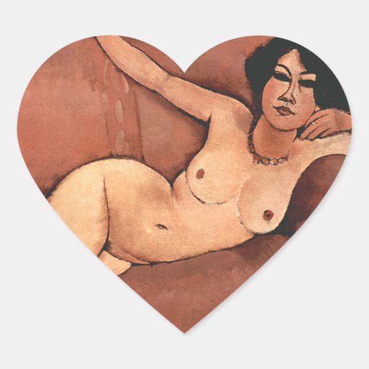 Amedeo Modigliani Frau auf einem Sofa Herz-Aufkleber (Vorderseite)