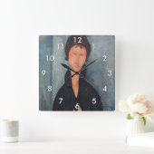 Amedeo Modigliani - Frau mit blauen Augen Quadratische Wanduhr (Zuhause)