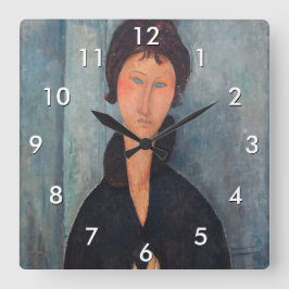 Amedeo Modigliani - Frau mit blauen Augen Quadratische Wanduhr