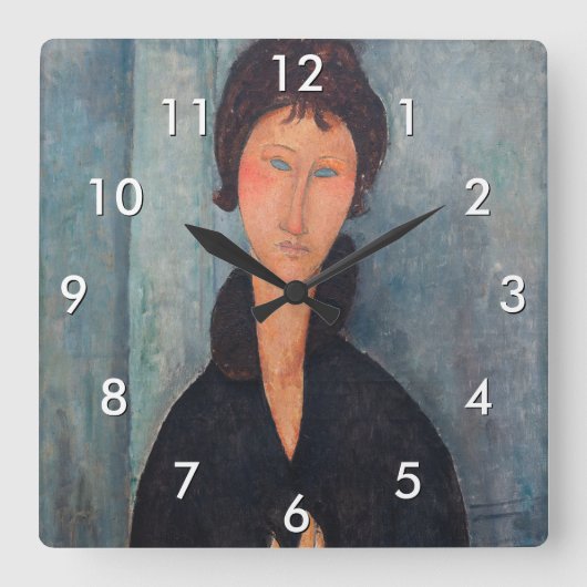 Amedeo Modigliani - Frau mit blauen Augen Quadratische Wanduhr (Vorderseite)