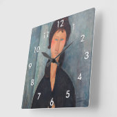 Amedeo Modigliani - Frau mit blauen Augen Quadratische Wanduhr (Winkel)