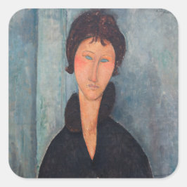 Amedeo Modigliani - Frau mit blauen Augen Quadratischer Aufkleber