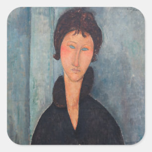 Amedeo Modigliani - Frau mit blauen Augen Quadratischer Aufkleber