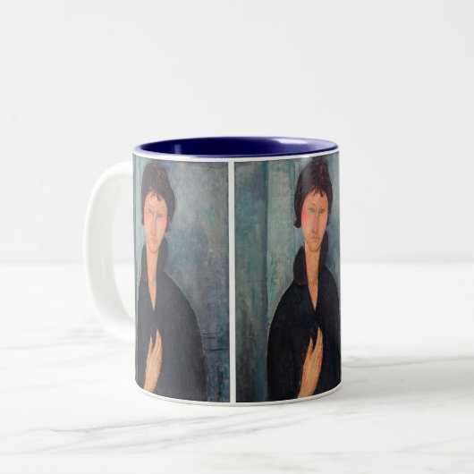 Amedeo Modigliani - Frau mit blauen Augen Zweifarbige Tasse (Vorderseite Links)