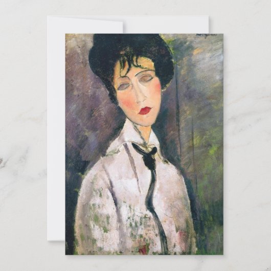 Amedeo Modigliani - Frau mit schwarzem Cravat Einladung (Vorderseite)