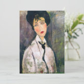 Amedeo Modigliani - Frau mit schwarzem Cravat Einladung (Stehend Vorderseite)