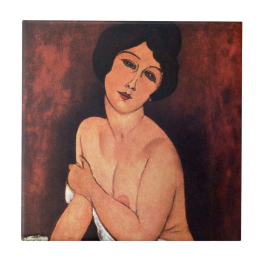 Amedeo Modigliani Große sitzende Frau Fliese (Vorderseite)