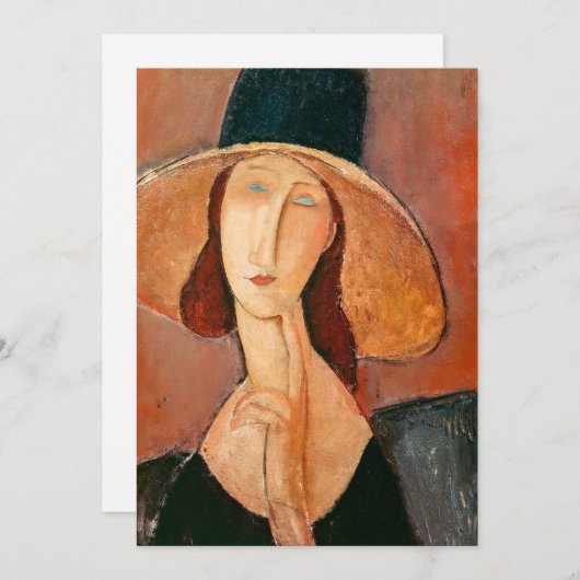 Amedeo Modigliani - Jeanne Hebuterne in Large Hat Einladung (Vorne/Hinten)