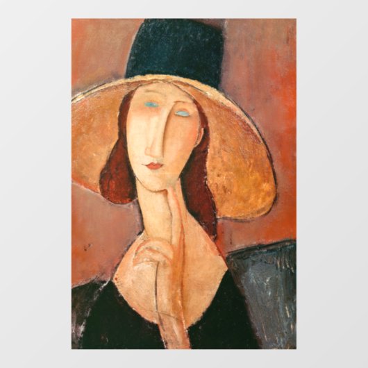 Amedeo Modigliani - Jeanne Hebuterne in Large Hat Fensteraufkleber (Blatt)