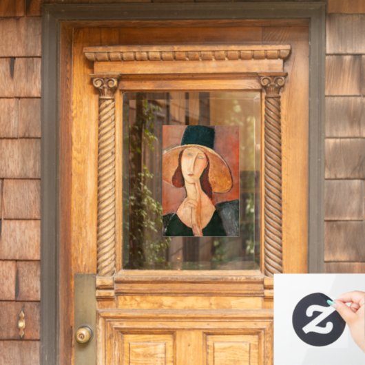 Amedeo Modigliani - Jeanne Hebuterne in Large Hat Fensteraufkleber (Haustür)