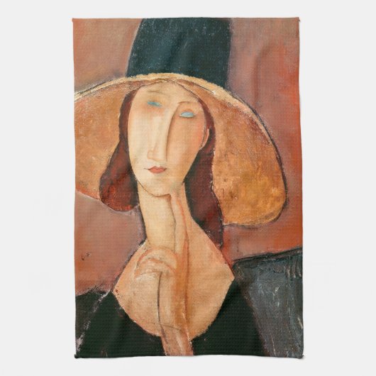 Amedeo Modigliani - Jeanne Hebuterne in Large Hat Geschirrtuch (Vertikal)