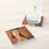 Amedeo Modigliani - Jeanne Hebuterne in Large Hat Glasuntersetzer (Schrägansicht)