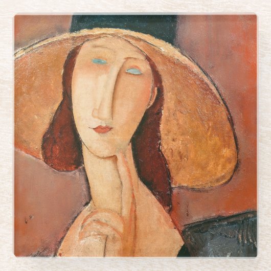 Amedeo Modigliani - Jeanne Hebuterne in Large Hat Glasuntersetzer (Vorderseite)