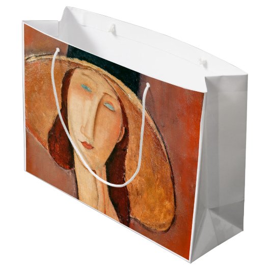 Amedeo Modigliani - Jeanne Hebuterne in Large Hat Große Geschenktüte (Rückseite Schrägansicht)