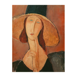 Amedeo Modigliani - Jeanne Hebuterne in Large Hat Holzdruck
