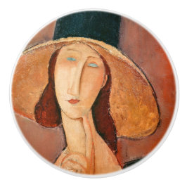Amedeo Modigliani - Jeanne Hebuterne in Large Hat Keramikknauf
