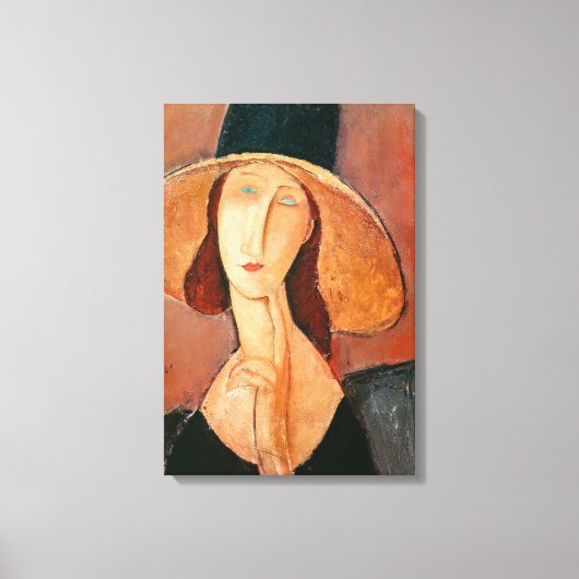 Amedeo Modigliani - Jeanne Hebuterne in Large Hat Leinwanddruck (Vorderseite)