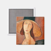 Amedeo Modigliani - Jeanne Hebuterne in Large Hat Magnet (Vorderseite/Rückseite)