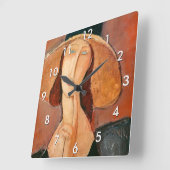 Amedeo Modigliani - Jeanne Hebuterne in Large Hat Quadratische Wanduhr (Winkel)