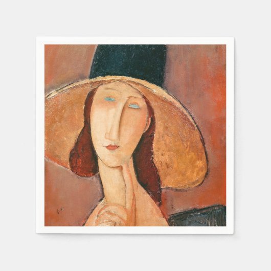 Amedeo Modigliani - Jeanne Hebuterne in Large Hat Serviette (Vorderseite)