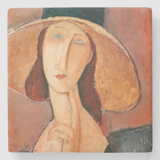 Amedeo Modigliani - Jeanne Hebuterne in Large Hat Steinuntersetzer (Vorderseite)