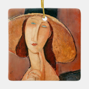 Amedeo Modigliani - Jeanne Hebuterne mit großem Hu Keramikornament