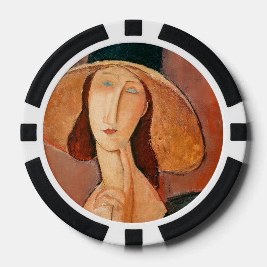 Amedeo Modigliani - Jeanne Hebuterne mit großem Hu Pokerchips (Vorderseite)
