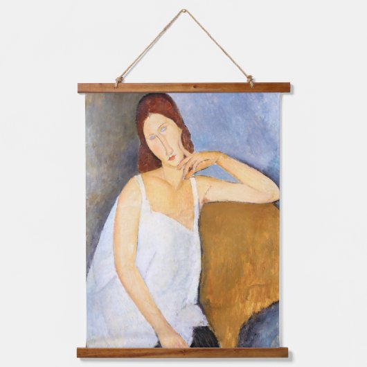 Amedeo Modigliani - Jeanne Hebuterne Wandteppich Mit Holzrahmen (Vorderseite)