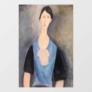 Amedeo Modigliani - Junge Frau in Blau Fensteraufkleber