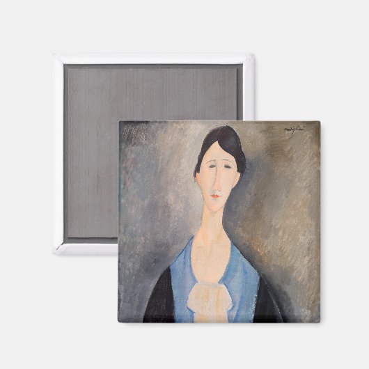 Amedeo Modigliani - Junge Frau in blau Magnet (Vorderseite/Rückseite)