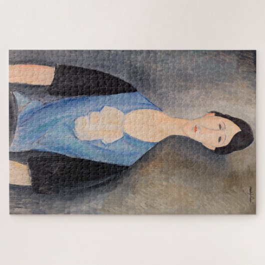 Amedeo Modigliani - Junge Frau in blau Puzzle (Horizontal)