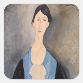 Amedeo Modigliani - Junge Frau in blau Quadratischer Aufkleber
