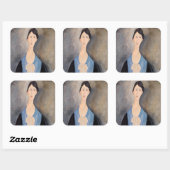 Amedeo Modigliani - Junge Frau in blau Quadratischer Aufkleber (Blatt)