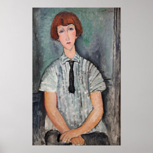 Amedeo Modigliani - Junge Frau mit gestreifter Blu Poster