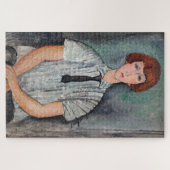 Amedeo Modigliani - Junge Frau mit gestreifter Blu Puzzle (Horizontal)