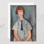 Amedeo Modigliani - Jungenmädchen in einer gestrei Dankeskarte (Vorne/Hinten)