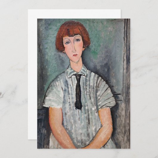 Amedeo Modigliani - Jungenmädchen in einer gestrei Dankeskarte (Vorne/Hinten)