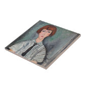 Amedeo Modigliani - Jungenmädchen in einer gestrei Fliese (Seite)